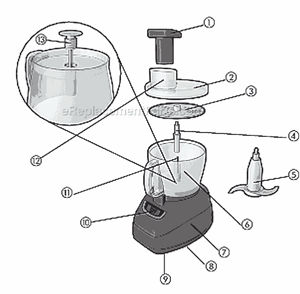 Page A Diagram and Parts List for FP1800B  Black and Decker Food Processor